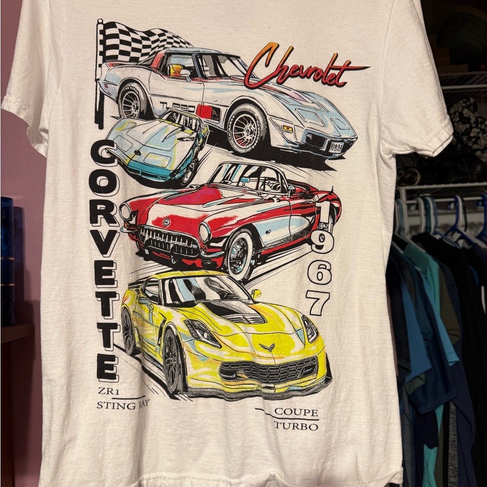 Chemistry Mens T-Shirt - off White with Colorful Cars